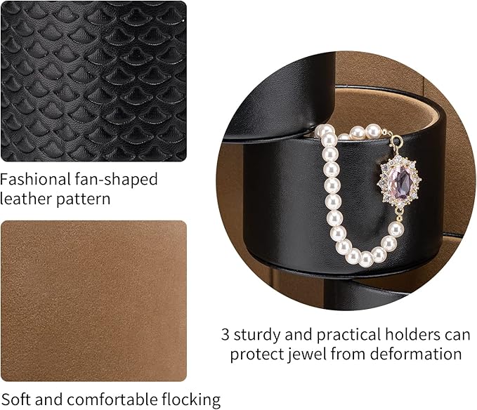 VLANDO Travel Jewelry Case for Women, Travel Essential, Travel Must Haves Jewelry Travel Organizer for Girls, Gifts for Travelers Couples Mom Friends - Black
