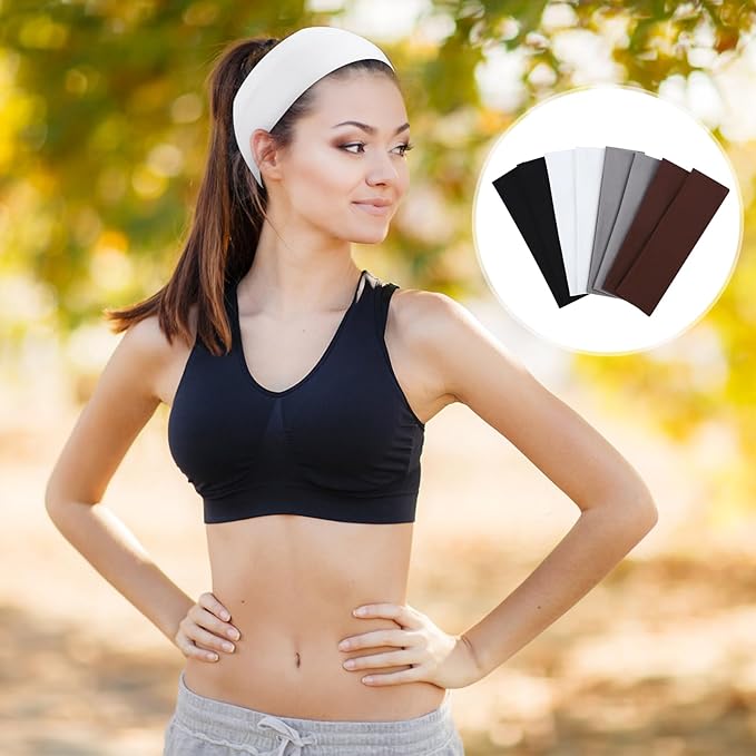 Fishinsea 8 Pack Sport Headbands for Women, Elastic Soft Fabric Non-Slip Hair Bands Hair Warp for Daily Workout Yoga Running Sports, Combo 11