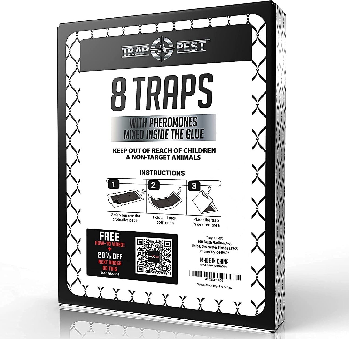 Clothing Moth Traps - 8 Pack - Non Toxic Moth Traps for Clothes with Pheromone Attractant - Odorless Sticky Trap for Closet, Carpets