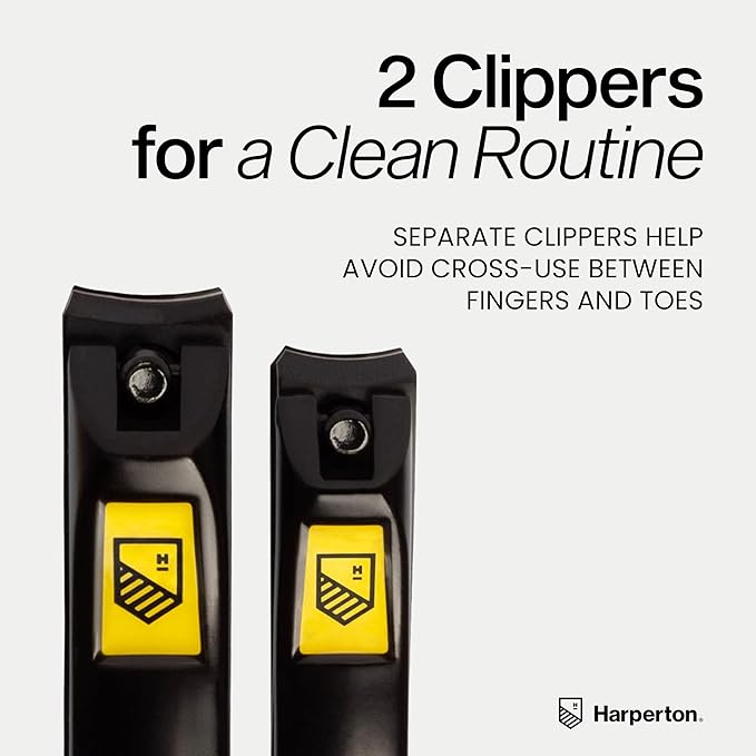 Nail Clippers for Thick Nails - 2 Pack Heavy Duty Toenail & Fingernail Clippers for Men Precision Stainless Steel Cutter Set with Travel Case (Black)