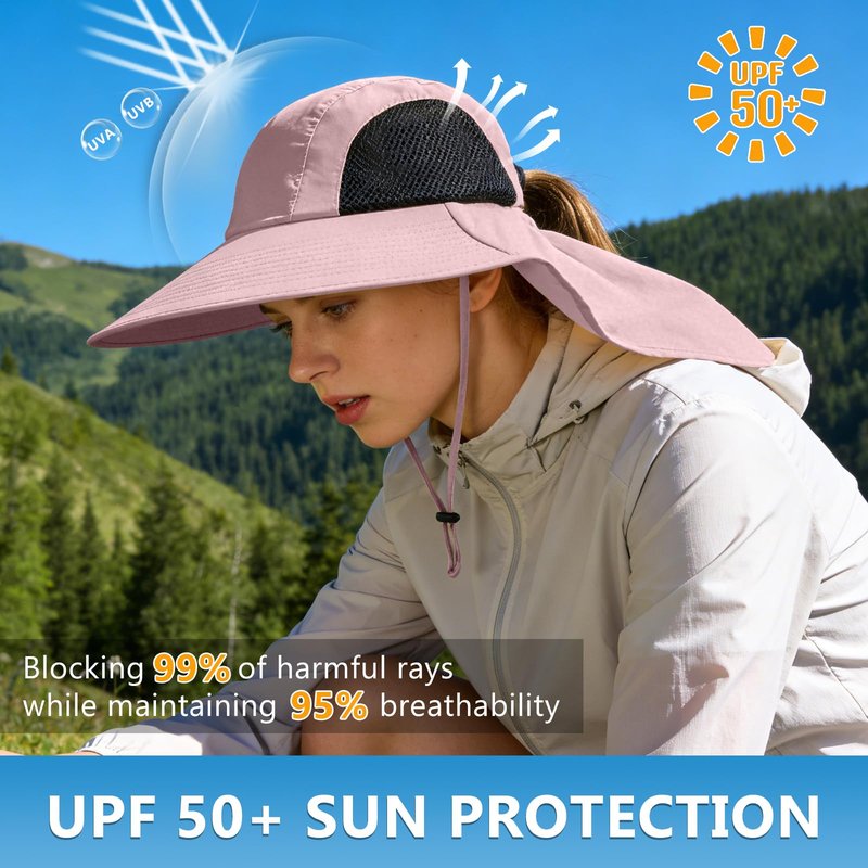 Sun Hat for Men Women with Neck Flap,UPF 50+ UV Protective Hiking Fishing Hats,Wide Brim Sun Hat for Women&Men …
