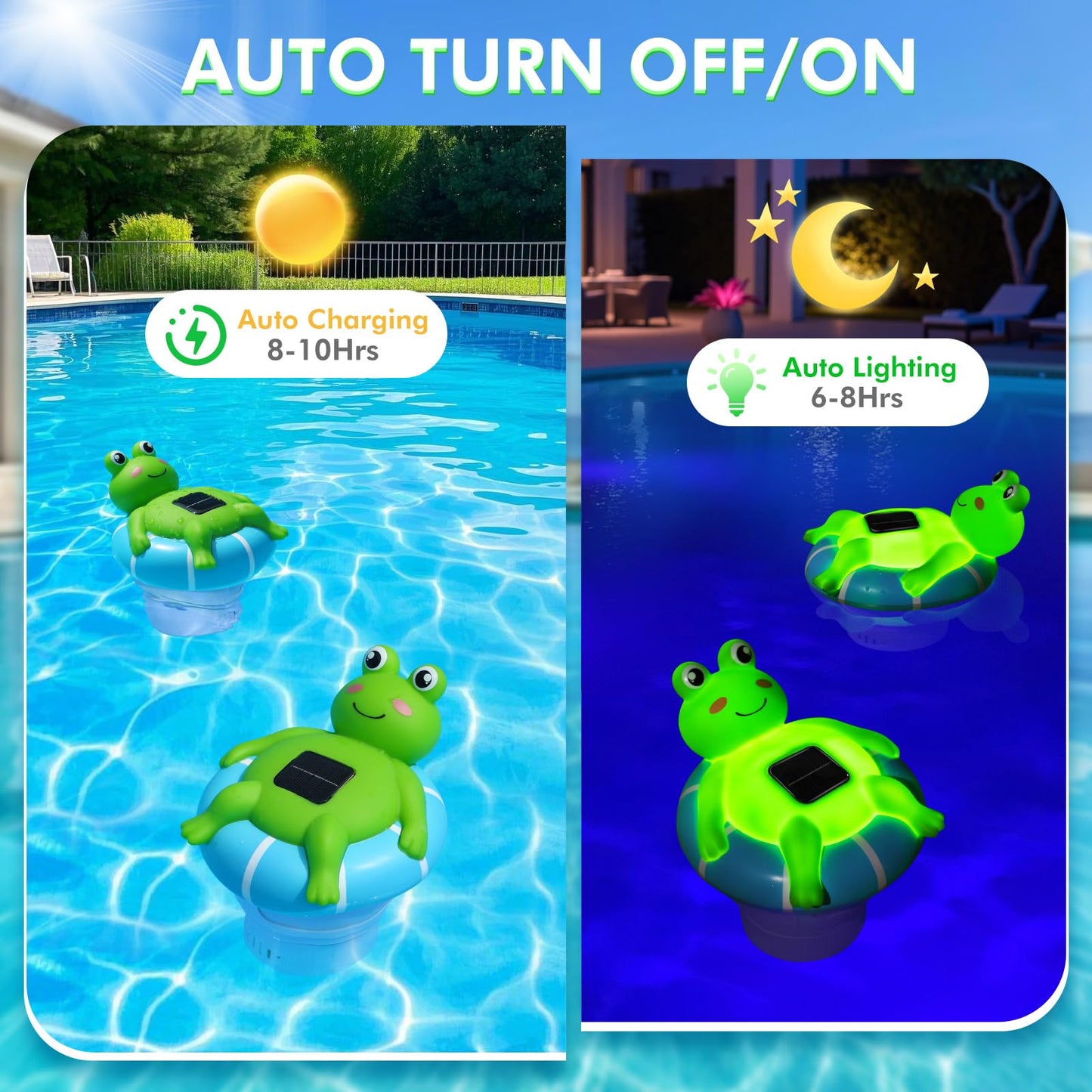 Uekars Pool Chlorine Floater, Solar Frog Chlorine Floater with Light, Glow in Dark Chlorine Tablet Floaters, Adjustable Release, Large Capacity Floating Chlorines Dispenser for Pool, Hot Tub, Spa