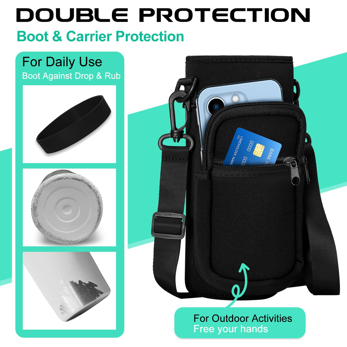 DIGJUPER Vacuum Insulated Water Bottle 40oz - with Straw & Spout Lids, Paracord Handle, Shoulder Carrier Bag, Sport Stainless Steel,Double-Wall Metal Water Bottle Thermo Hydro Mug Flask