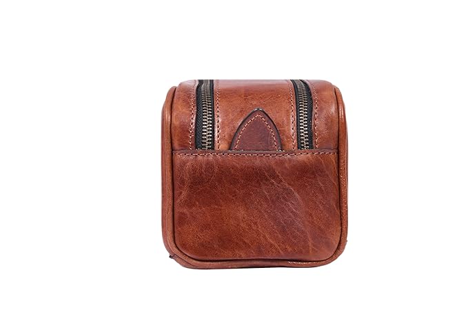 Leather Toiletry Bag for Men | Grooming Travel Kit | With Waterproof Lining | By Aaron Leather Goods