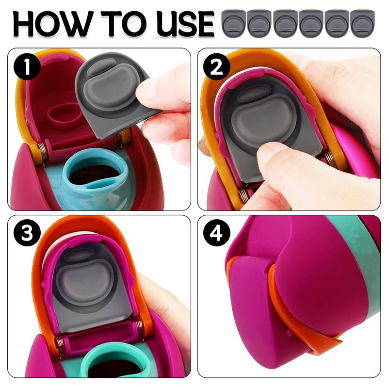 BMSQOFD 6 Pcs Replacement Rubber Seal Stopper Compatible with Owala FreeSip,Water Bottle Top Gasket Lid for Owala 16/19/24/32/40oz Bottle Mouth Cap Silicone Stoppers Parts Insert Accessories 6PB-U3