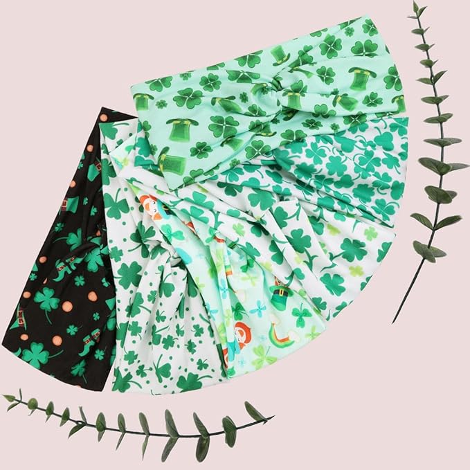 Kachanaa 6 Packs St. Patrick’s Day Headbands for Women Elastic Non-Slip Green Irish Shamrock Hat Hair Accessories for Party and Gifts for Girls Teens