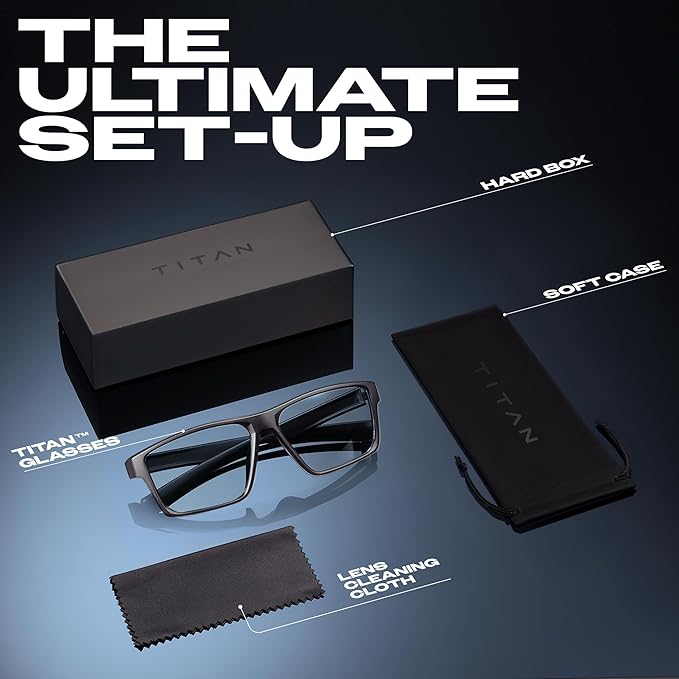 Titan Gaming Glasses, Blue Light Blocking, Night Driving Glasses for Men, Computer Protection, Gift for Gamers