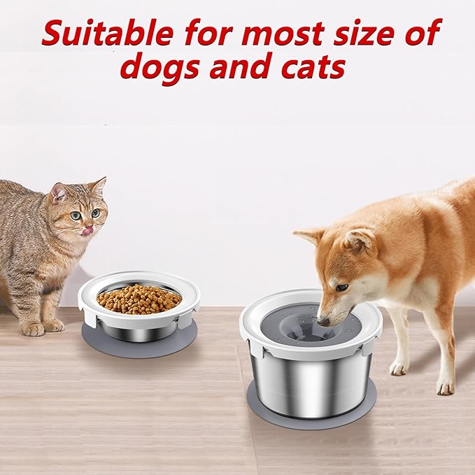Dog Food Bowl & Water Bowl Set, No Spill Water Bowl for Indoor Dogs and Cats, Spill Proof Pet Food Stainless Steel Bowl, Mess Proof Pet Water and Dog Feeder