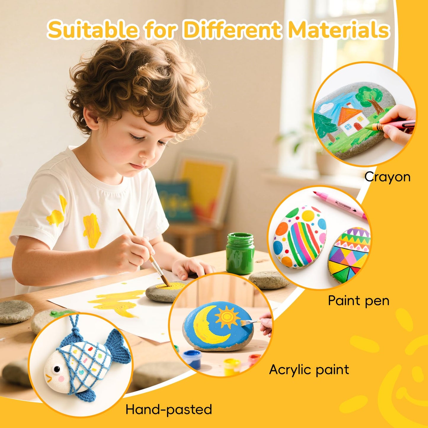 Simetufy 30Pcs Large Rocks for Painting 3.3-4.5Inch Natural River Stones for DIY, Art & Crafts, Smooth Paintable Flat Rocks Bulk for Adults, Children, Home Decor