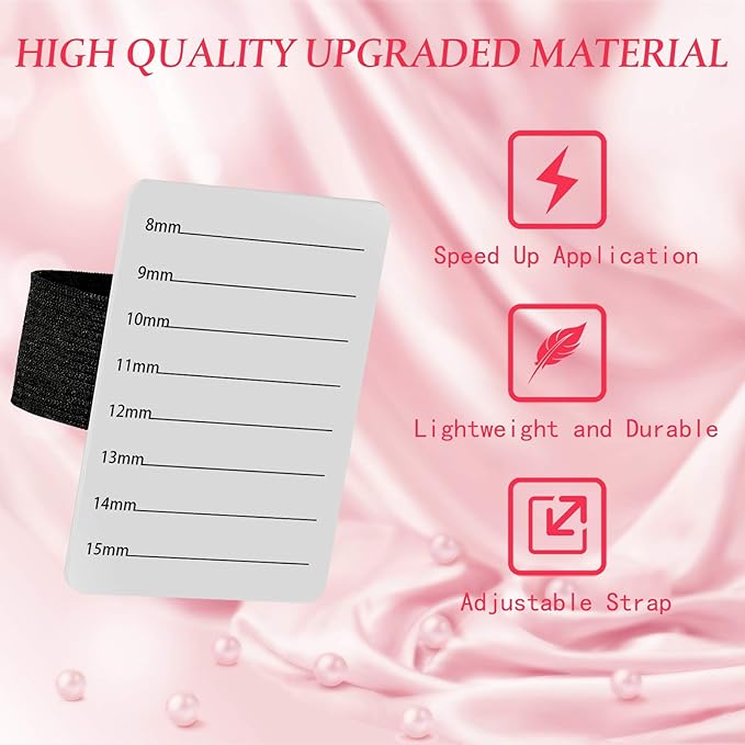 Patelai 4 Pieces Lash Holder Eyelash Extension Hand Pallet Tray Tools with Adjustable Wrist Strap Adjustable Lash Tray Strip Palette One Size Fits Most Eyelash Extension Holder(8-15 mm,White)