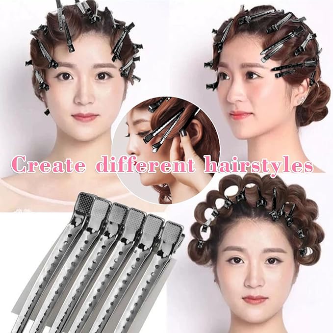 40 PCS 3.5 Inch Black Duck Billed Clips,Metal Alligator Curl Hair Clips with Holes for Styling, Coloring, Thick Hair Rollers, Salon Use,Alligator Clips for Women for Thick Hair & Thin Hair,Black