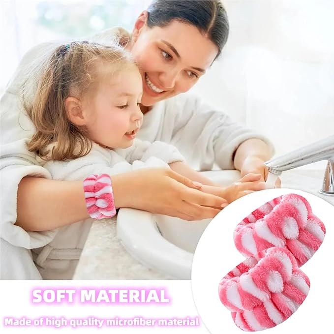2 Pairs Wrist Washband for Women Washing Face, Wrist Spa Washband Absorbent Wristbands, Prevent Liquids from Spilling Down Your Arms