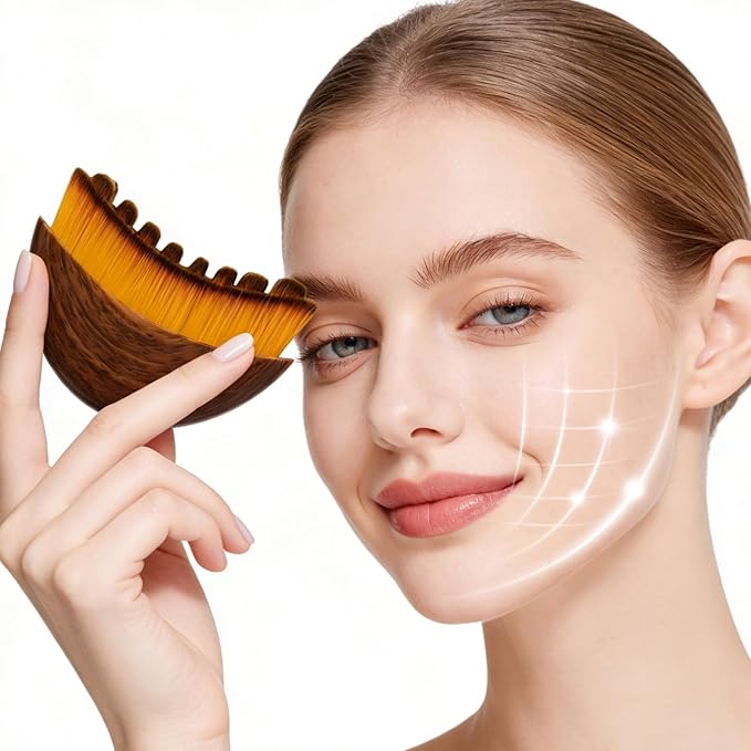 Lymphatic Contour Face Brush, Manual Facial Sculpting & Lymphatic Drainage Massager, Ergonomic Hypoallergenic Soft Bristles Brush for Anti-Puffiness, Detox & Lift, Improves Skin Glow & Absorption