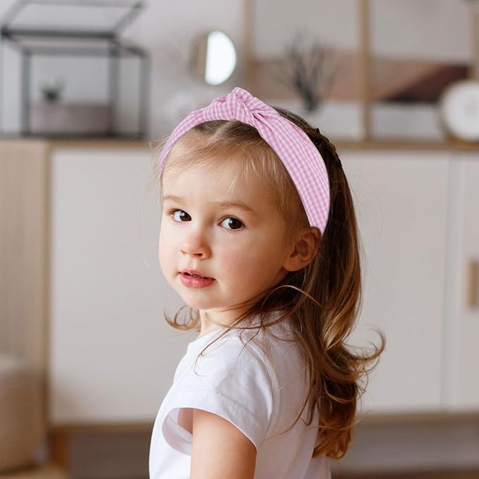 Knotted Headbands for Girls Non Slip Girl Square Headband Wide Top Knot Head Bands Mommy and Me Fashion Hairband Womens Turban Hair Accessories(Pink & Blue,2Pcs)