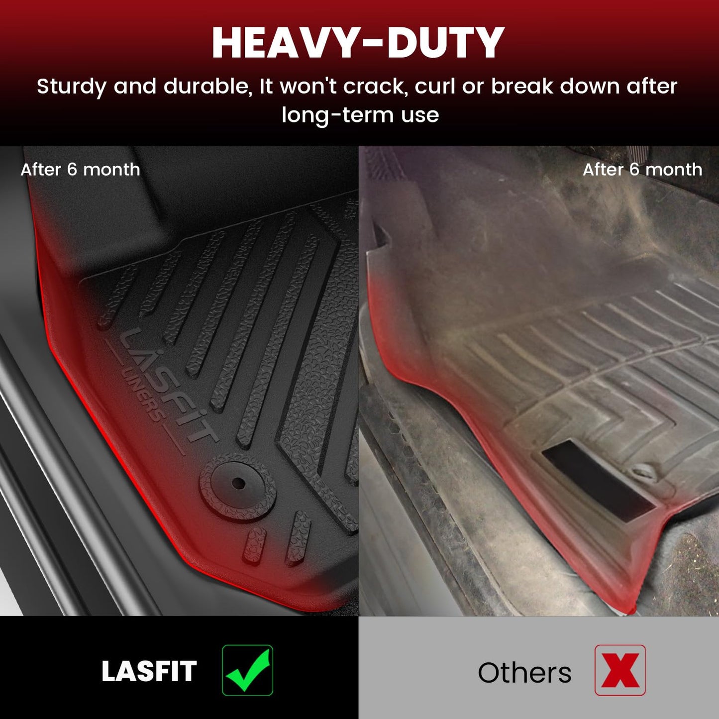 LASFIT Floor Mats for Toyota Tacoma 2008-2011 Access Cab Auto Tran, All Weather Custom Fit Floor Liners for Tacoma Second Row Optional with center storage box TPE Mats Front&Rear 2 Row Car Mats, Black