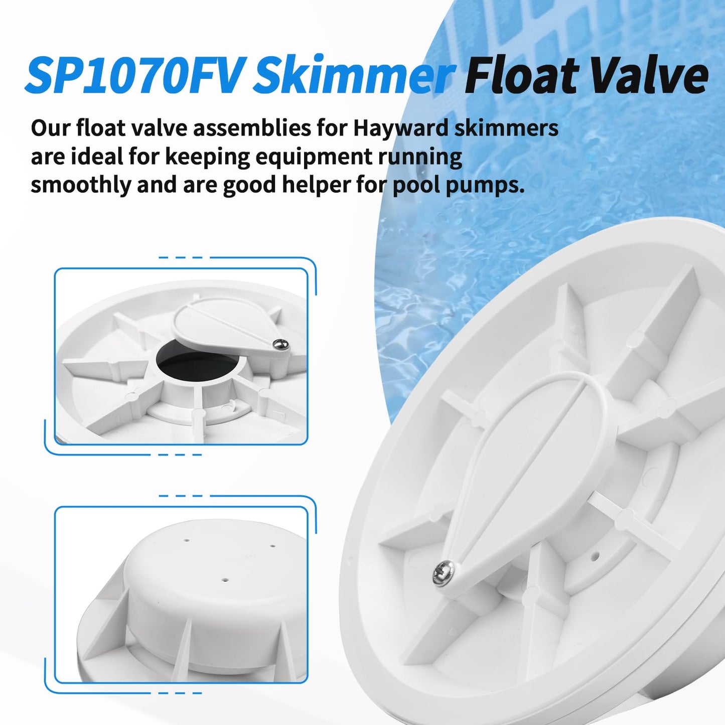 Dfnidy SP1070FV Pool Skimmer Float Valve Assembly for Hayward Skim Master Skimmers, Replacement in Ground Concrete Skimmers Float Valve Parts with O-Ring