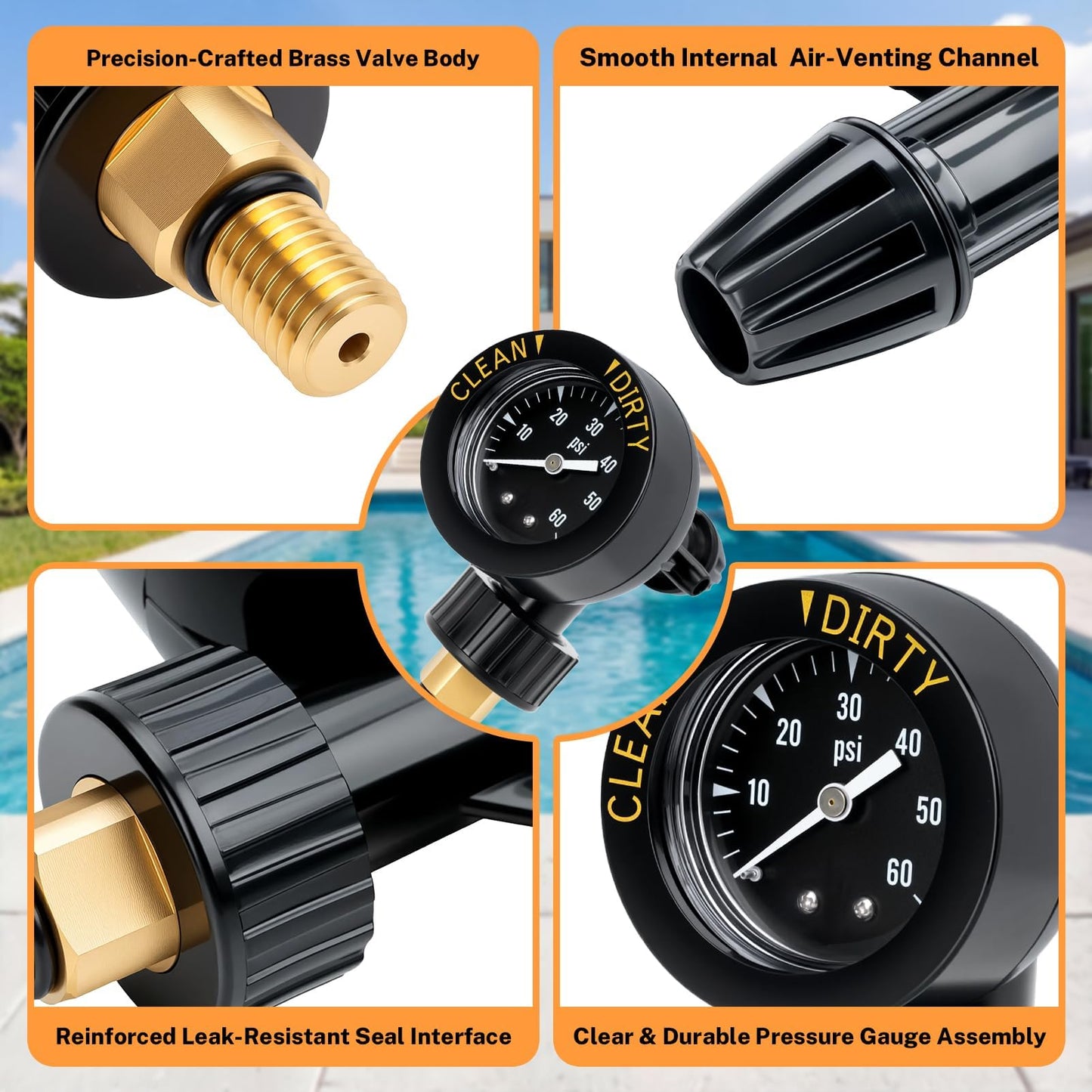 R0357200 Air Gauge Release Valve Assembly, Compatible with Jandy and Zodiac CV, CL, DEV, DEL, JS Series Pool and Spa Cartridge Filters