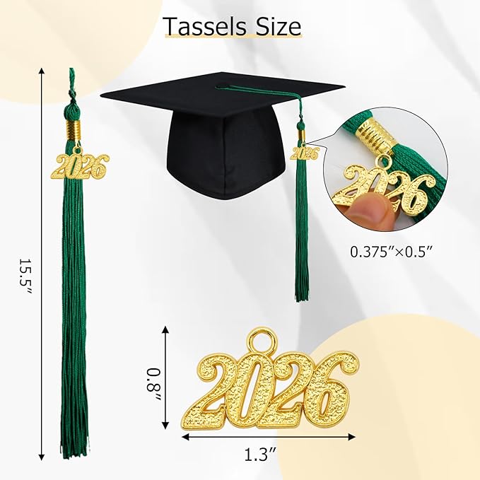 GraduationMall Single&Multiple Color Graduation Tassel with 2026 Year Charm 9"