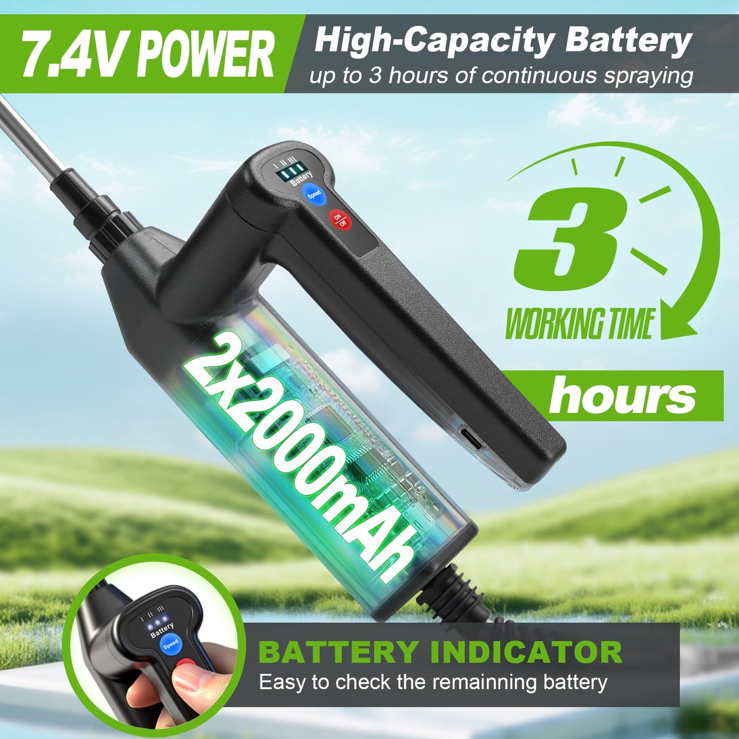 VAXMAY Battery Powered Sprayer 3.2 Gallon, Backpack Sprayer with 3 Adjustable Forces, Battery Indicator, 5 Mist Nozzles, 41" Retractable Wand, USB Rechargeable Garden Sprayer for Weed Lawn Yard