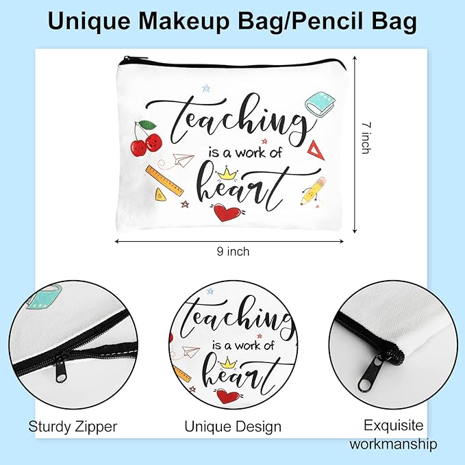 UAREHIBY 18 PCS Teacher Appreciation Gifts in Bulk,6 Styles Makeup Bags for Women,Teacher's Day Keychain,Thank You Teacher Christmas Gift with Bracelet,Graduation Gift for teacher