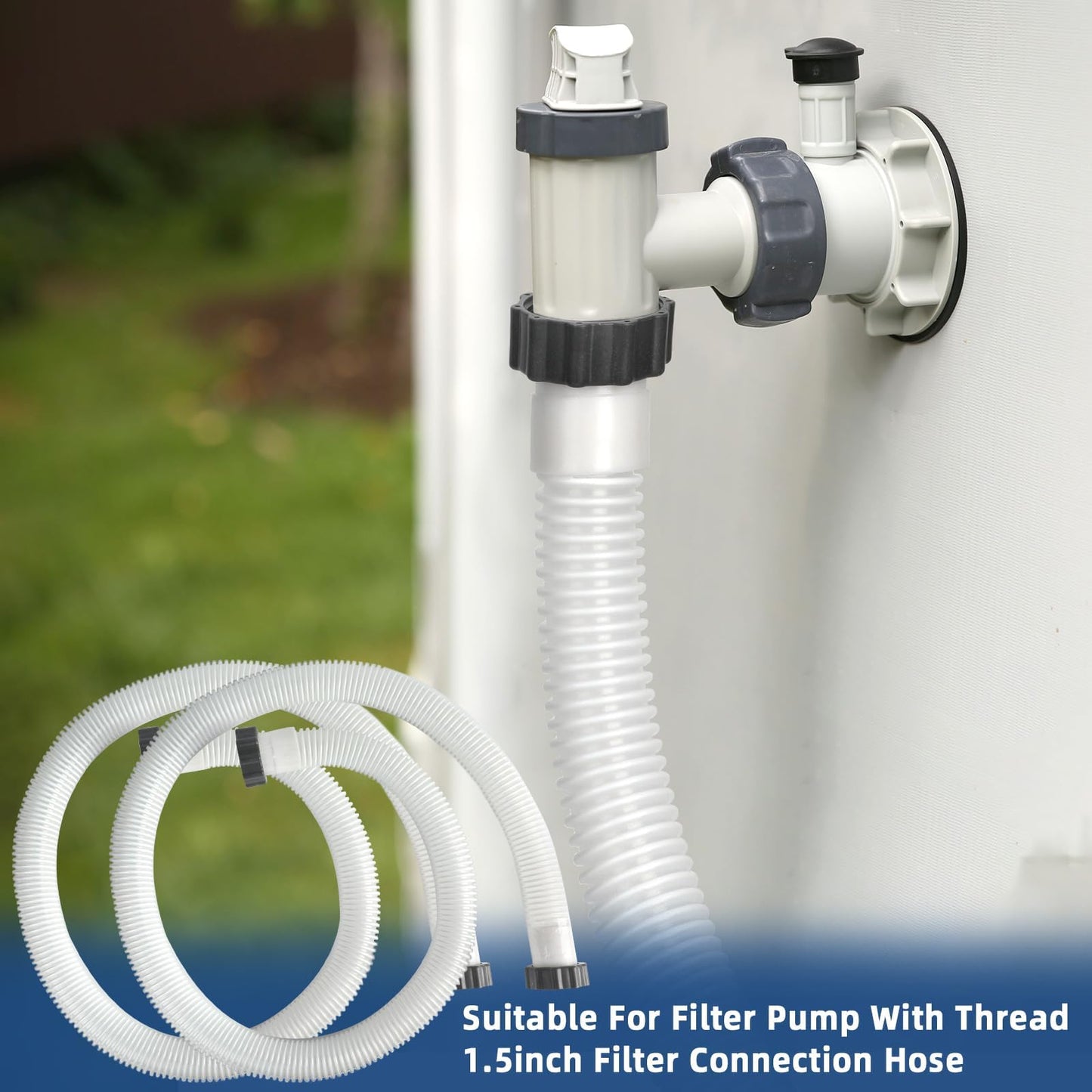 Conderyang 2 Pack 1 1/2 Pool Hose for Above Ground Pool 6ft Pump Replacement Hoses 1.5" EVA Heavy Duty Swimming Pool Hose for Above Ground, Filter Pumps, Saltwater Systems and Sand Filters (White)