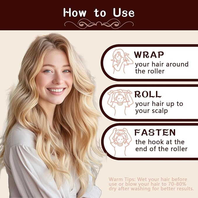 HAIOLORPRO Heatless Hair Curler Velvet, Heatless Curls Overnight Hair Curlers to Sleep in, Overnight Rods Heatless Curls for Short Long Hair All Hair Types Styling Tools-4PCS Brown