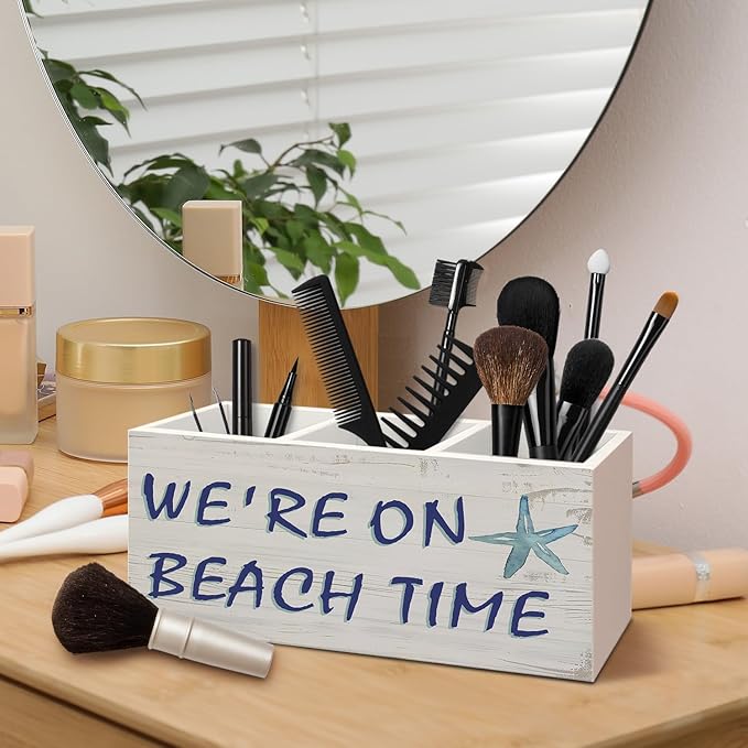 Beach Gifts Pen Holder for Home Office Desk, Coastal Office Decor, Beach Lover Gifts Makeup Brush Toothbrush Holder Organizer for Bathroom Desk Accessories