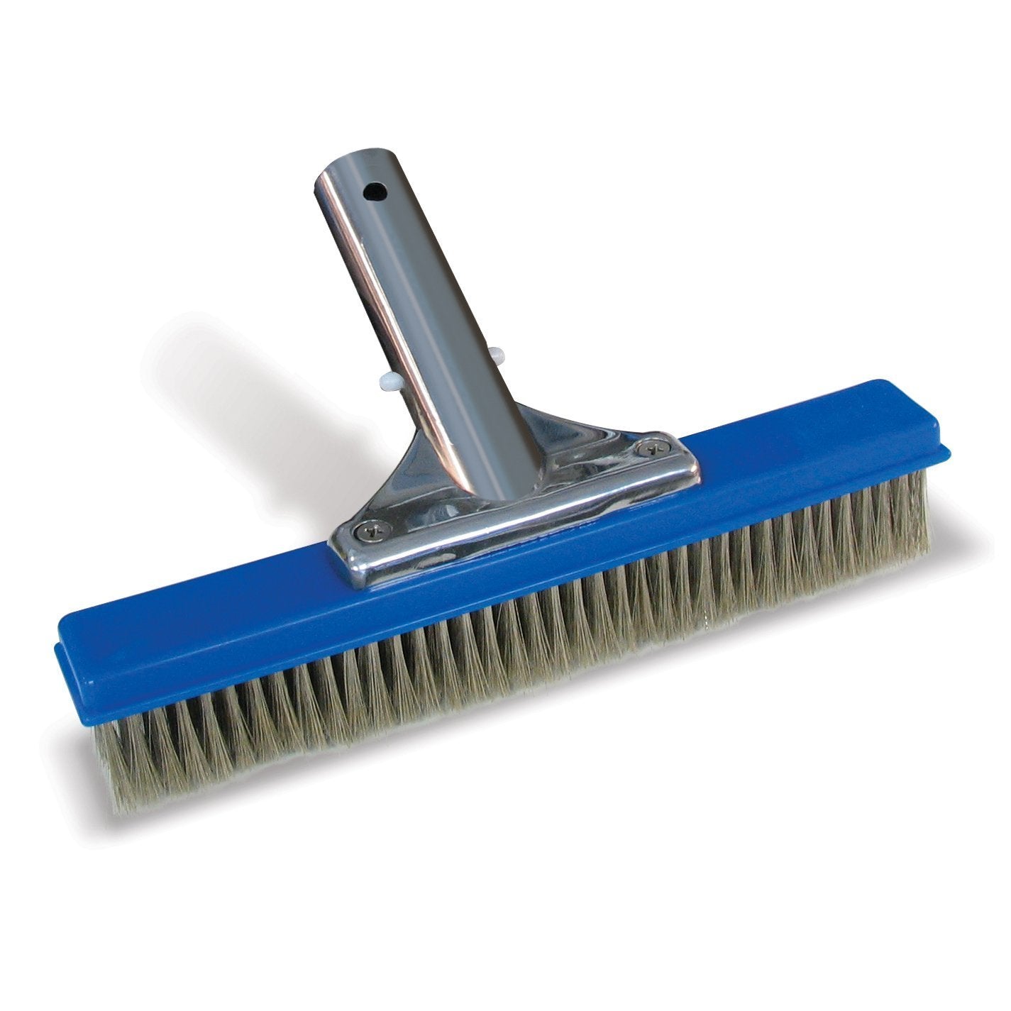 Poolmaster 10-Inch Stainless Steel Pool Algae Brush, Heavy-Duty Aluminum Back, for Gunite Concrete Pools and Spas, Medium Head for Walls, Steps and Floors