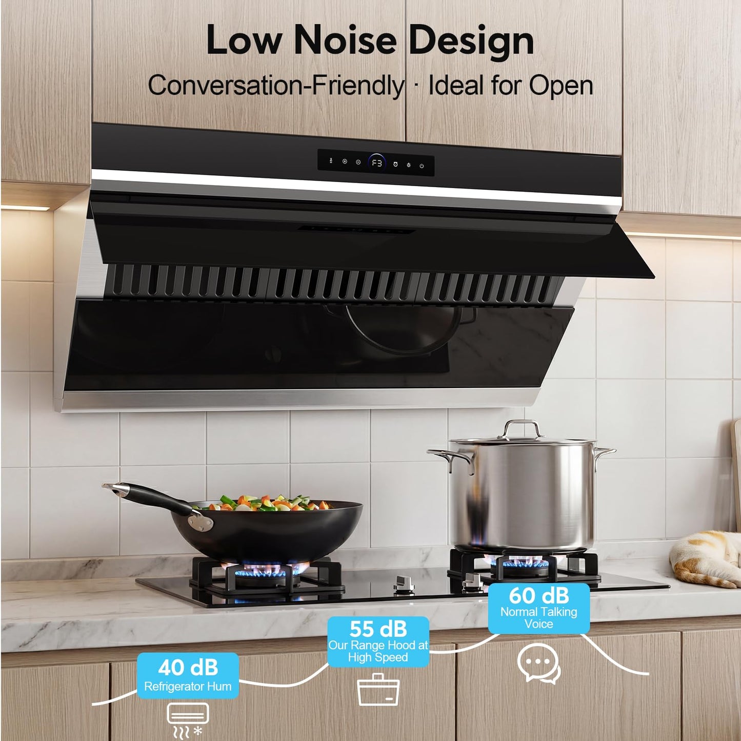 30 inch Under Cabinet Range Hood 900 CFM, Ducted/Ductless Convertible, 4 Speed Kitchen Vent Hood with Touch & Gesture Control, dimmable LED, Timer