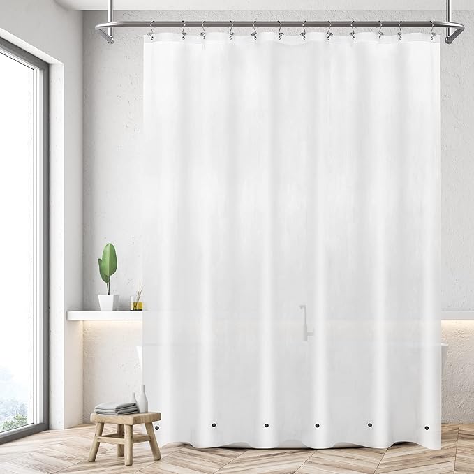 Mrs Awesome Long Shower Curtain Liner with 6 Magnets 72 x 78 inch, PEVA 8G Thick & Heavy Duty Plastic Shower Curtain for Bathroom, Waterproof,72x78, Frost