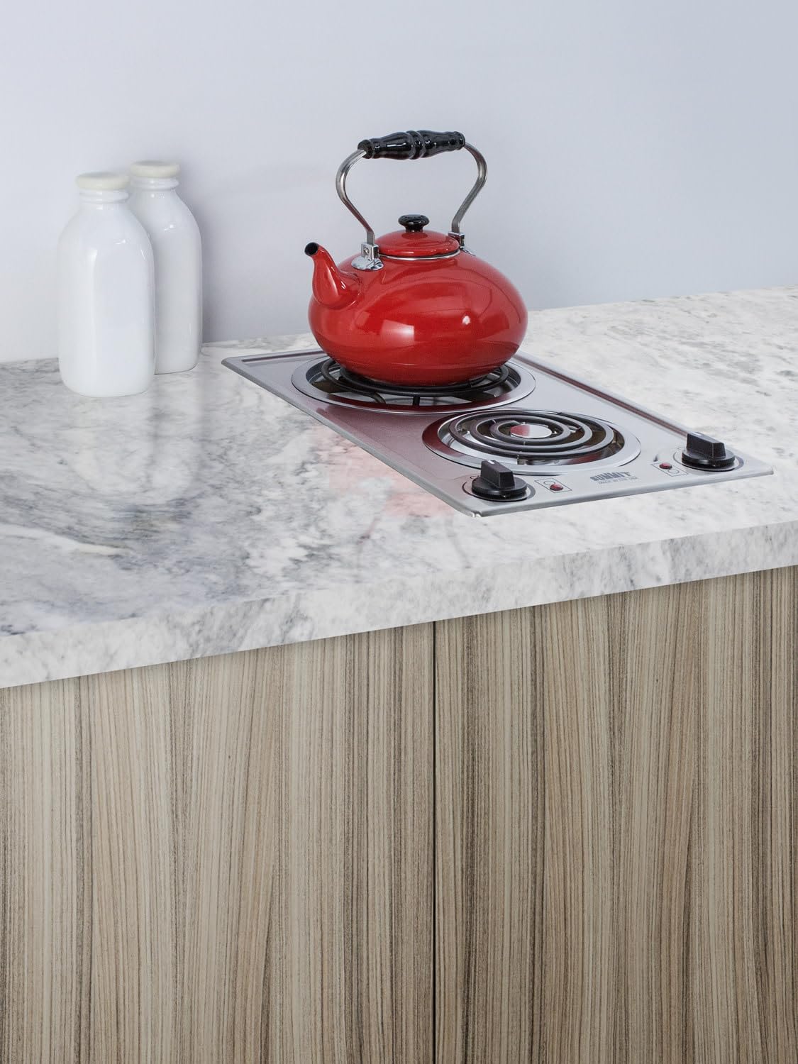 Summit 12" 2 Burner Electric Cooktop. 230V Radiant Cooktop, Coil Elements, Made in the USA, White- CCE225WH