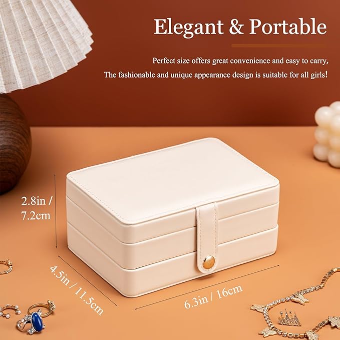 MODENGKONGJIAN Jewelry Organizer Box, 2-Layer Large Jewelry Storage Case, Portable Travel Jewelrys Display Holder for Earrings, Necklaces, Bracelets (Black,Velvet)