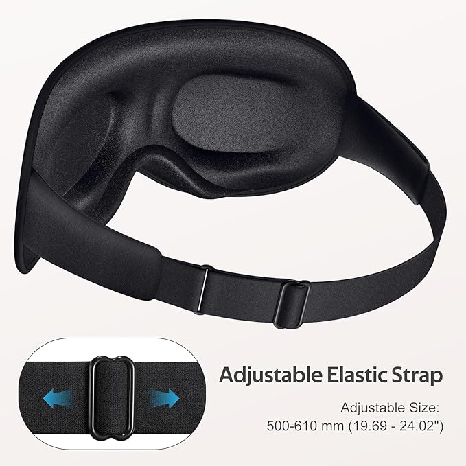 Sleep Mask for Men Women - 100% Blackout Eye Masks for Sleep - 3D Soft Sleeping Mask for Side Sleepers - Zero Pressure Lash Extensions Eye Cover Shade for Airplane Travel Essentials, Black