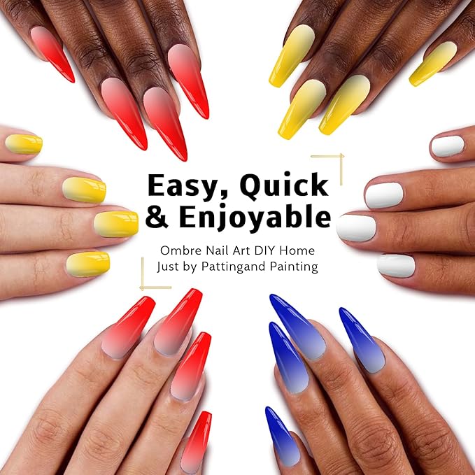 Sponge Pat Paint Nail Gel, Blending Colors Ombre Nails Gradient Gel Nail Blush Blooming Aura Nails Drawing Stripper Floral Painting Nail Art, No Wipe, UV/LED Curing 5ml 1PC (White)