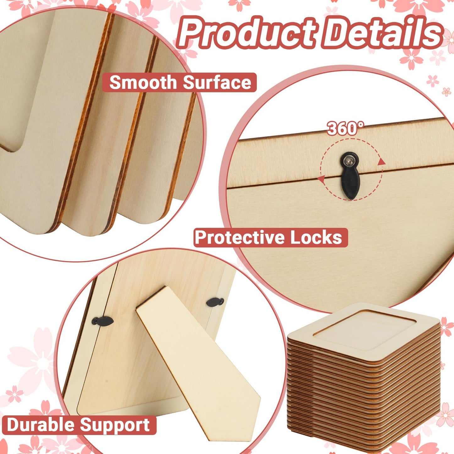 RYKOMO 24 Pack DIY Wooden Picture Frames for 4 x 6 in Photos, Wooden Picture Frames for Crafts Unfinished Solid Wood Photo Picture Frame for Crafts, Valentine's Day Gift New Year Decorate, Father's Day, Mother's Day Gift