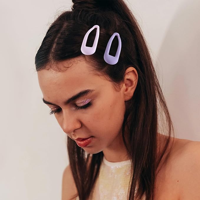 Small Hair Barrettes For Women No Slip Metal Snap Clips For Thin And Fine Hair,Matte Black Multiple Purple,20 PCS,1.97 x 0.5 Inch.