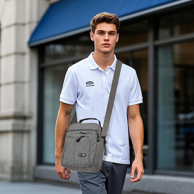 KL928 Men's Messenger Bag - Crossbody Shoulder Bags Travel Bag Man Purse Casual Sling Pack for Work Business(Large Version,Grey)