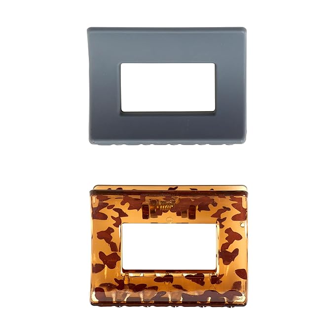 Goody SlideProof Square Claw Clips - 2 Ct, Black & Tortoise Shell, Secure Grip Hair Styling Accessories for Women & Men, All Hair Types