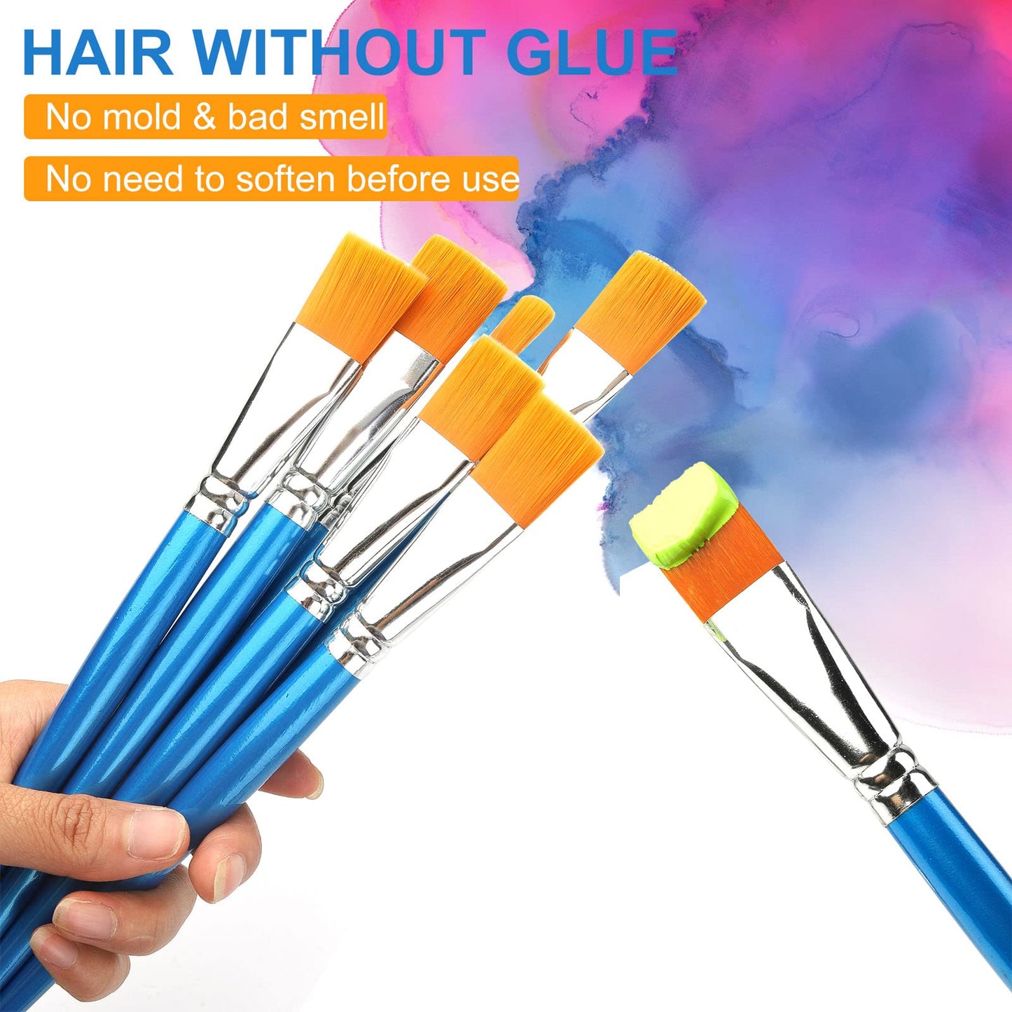 1 inch Flat Paint Brushes for Acrylic Painting, 32 Pieces Large Acrylic Paint Brushes Bulk for Acrylic, Watercolor, Oil, Crafts, Face Body Art