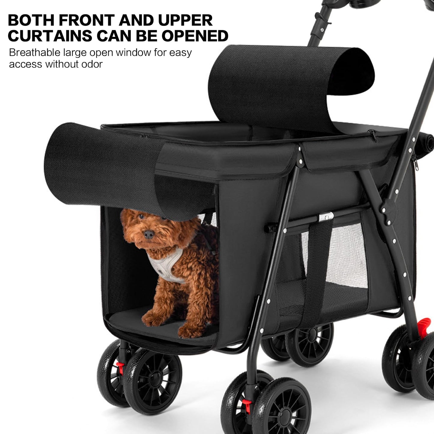 Pet Stroller Cat Dog Stroller Travel Folding Pet Carriers（Black）