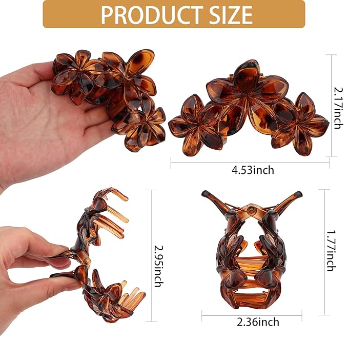 ANBALA 4Pcs Hawaiian Flower Hair Clips Large Claw Clips for Thick Thin Hair Non Slip and Strong Hold Beach Accessories