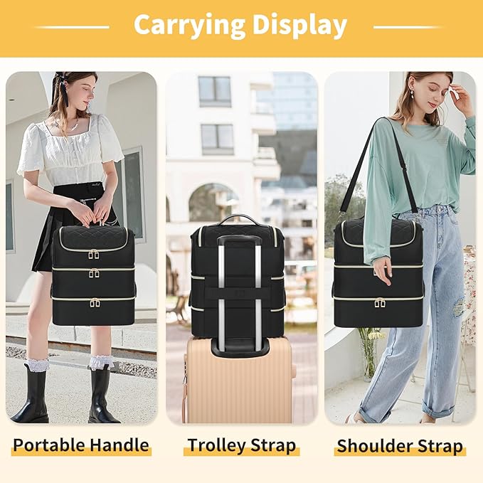 CUBETASTIC Extra Large Nail Polish Organizer - Three Layer Nail Organizers And Storage Bag, Portable Nail Supplies Organizer Case, Travel Carrying Box for Nail Tech Kit/Tattoo/Cosmetic