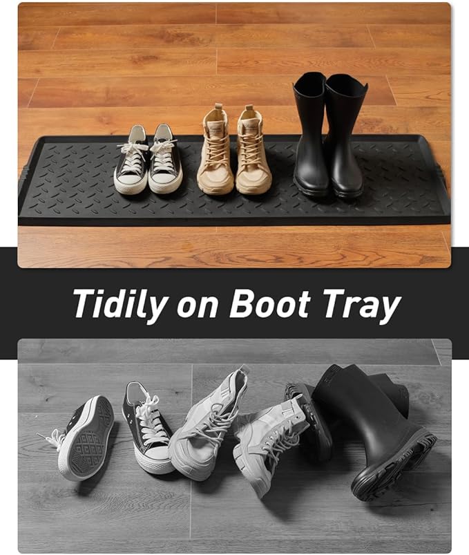 Extra Large Boot Tray 48 Inch Boot Storage Heavy Duty Rubber Mats for Floor Waterproof Shoe Mat Tray for Entryway Multi Use Shoe Rug 16x47.5 Inches