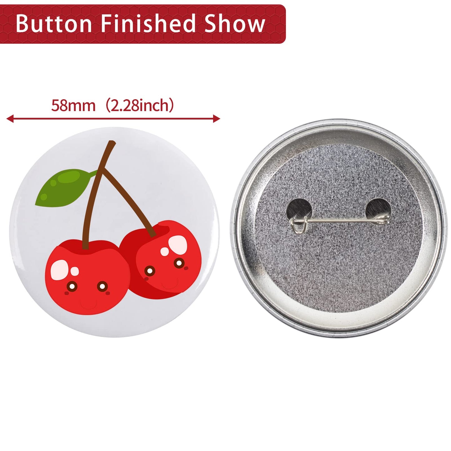 Onemorello 200 Sets Button Maker Supplies, 58mm / 2.28 inch Button Supplies Buttons Parts, (Approx. 2.25 inch) Metal Blank Badge Parts with Blank Paper for Buttons Maker Machine Pin Maker Press