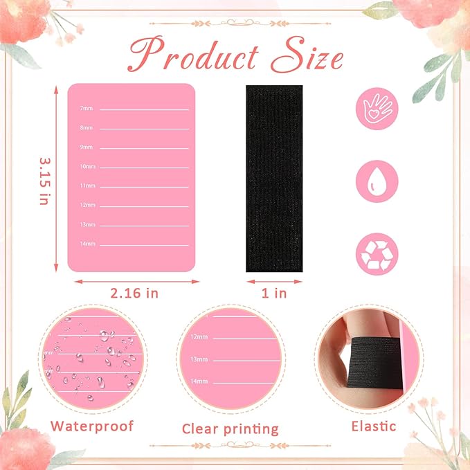 Patelai 4 Pieces Lash Holder Eyelash Extension Hand Pallet Tray Tools with Adjustable Wrist Strap Adjustable Lash Tray Strip Palette One Size Fits Most Eyelash Extension Holder (7-14 mm,Pink)