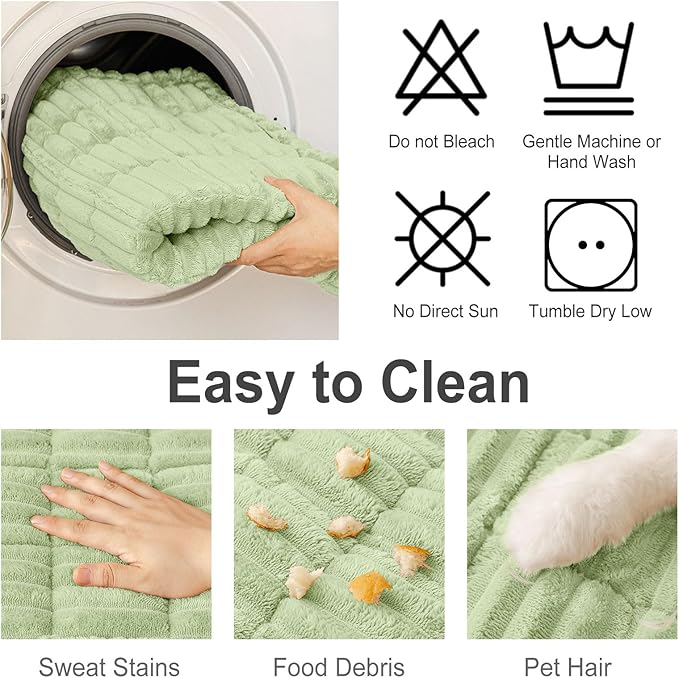 hyha Couch Covers for Dogs Washable, Non Slip Plush Dog Sofa Protectors, Fuzzy Pet Couch Covers for 3 Cushion Sofa Pet Friendly (Green, 27.6" x 59")