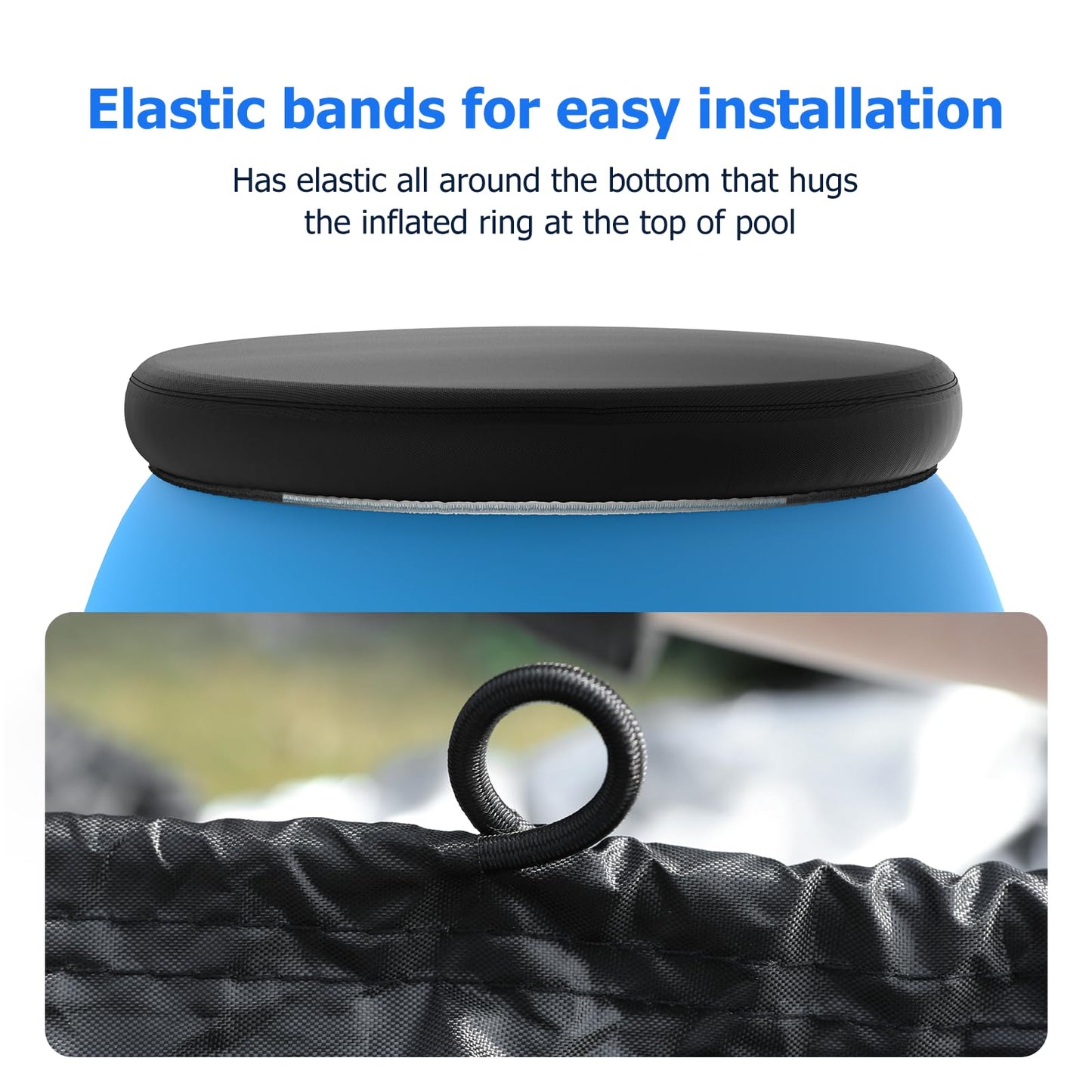 10 ft Round Pool Cover, Compatible with Intex/Bestway Outdoor Round Inflatable Above Ground Swimming Pool, Elastic Bands for Easy Installation, No Drain Holes, Prevent Leaves, Debris and Dust