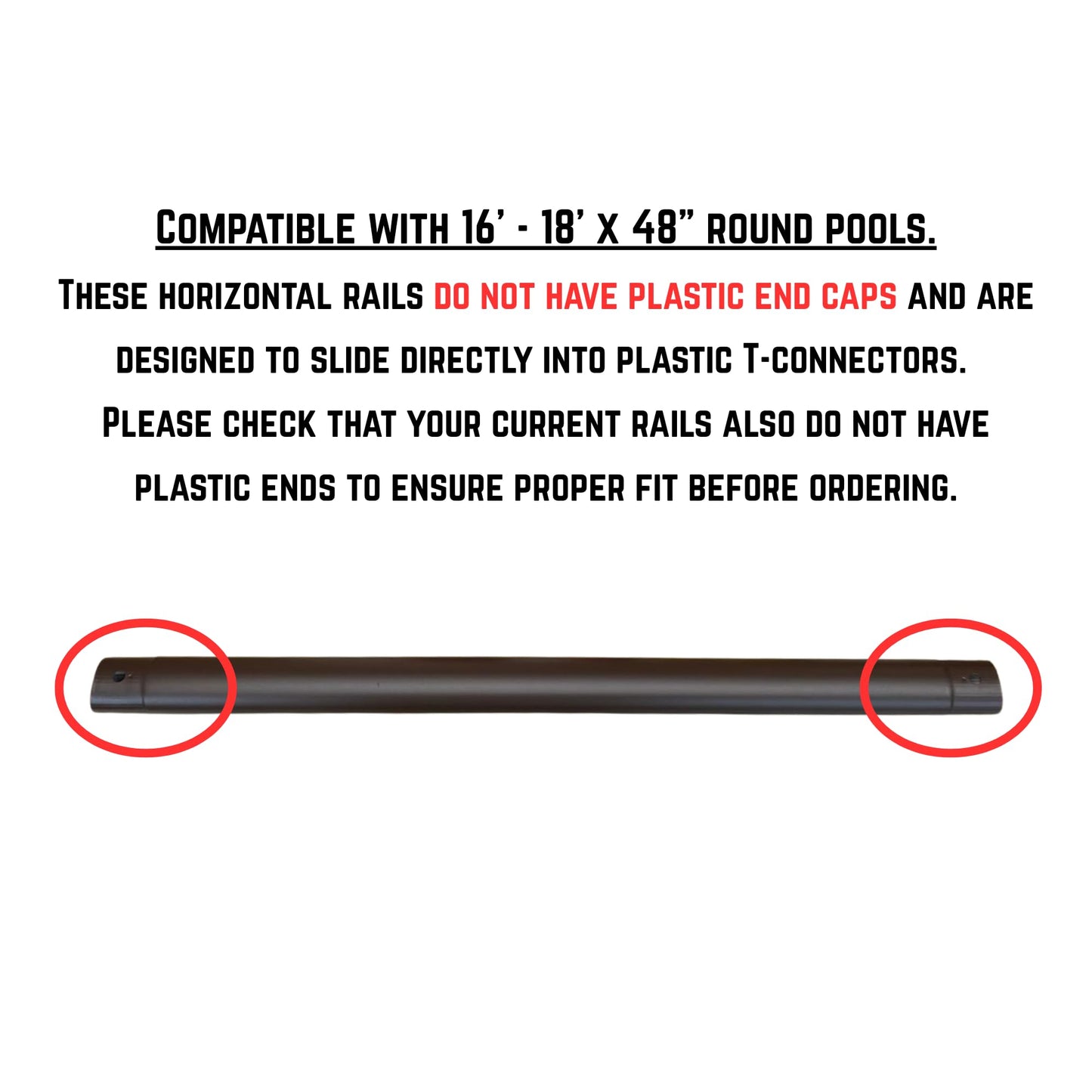 Replacement Horizontal Pool Leg, Pole & Frame Support Bar Brown Oval for Coleman Power Steel 18ft x 48in Above Ground Swimming Pool (Fits 2022+ Models)