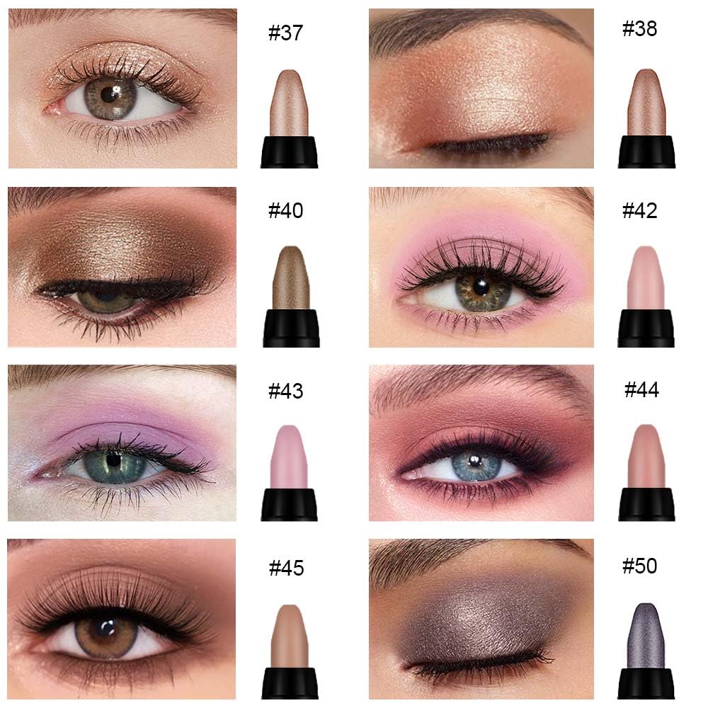 Kaely 8Pcs Cream Eye Shadow Sticks Set, Matte Shimmer Eyeliner Pencil Eyeshadow Palette Makeup, Eye Highlighter Brightener Stick for Older Women Waterproof Pigmented, sombras para ojos 06