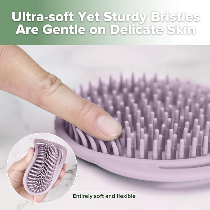 haakaa Silicone Shampoo Brush - Cradle Cap Brush Comb - Baby Hair Scrubber - Newborn Essentials Must Haves - 1pk-Lavender